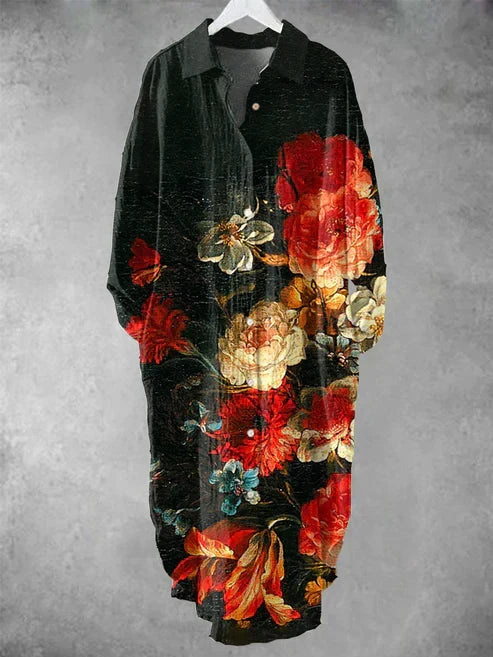 KS | Buttoned midi dress with floral print