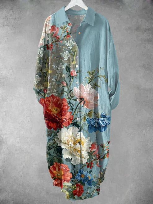 KS | Buttoned midi dress with floral print