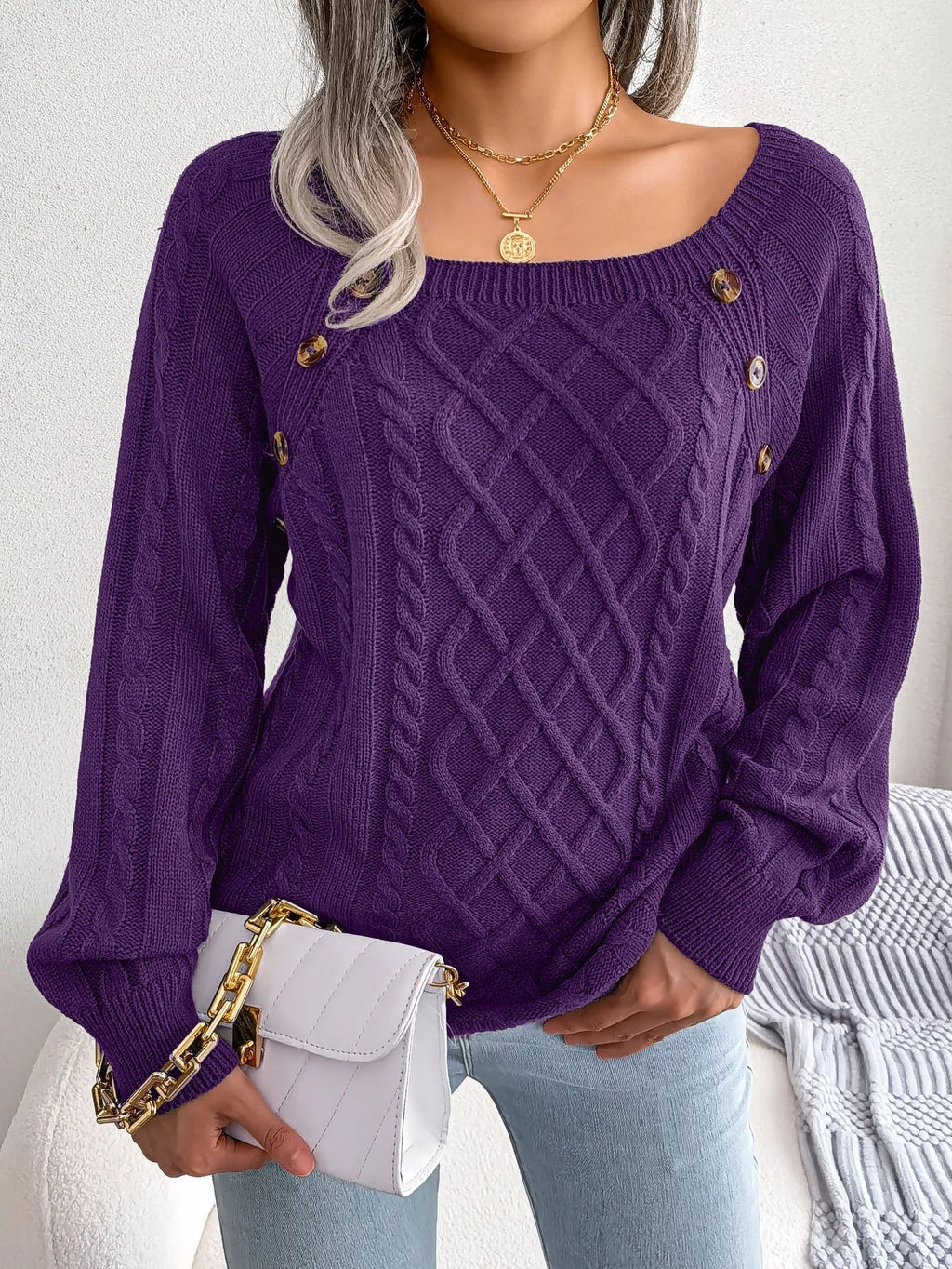 JO | MW - Stylish cable knit sweater